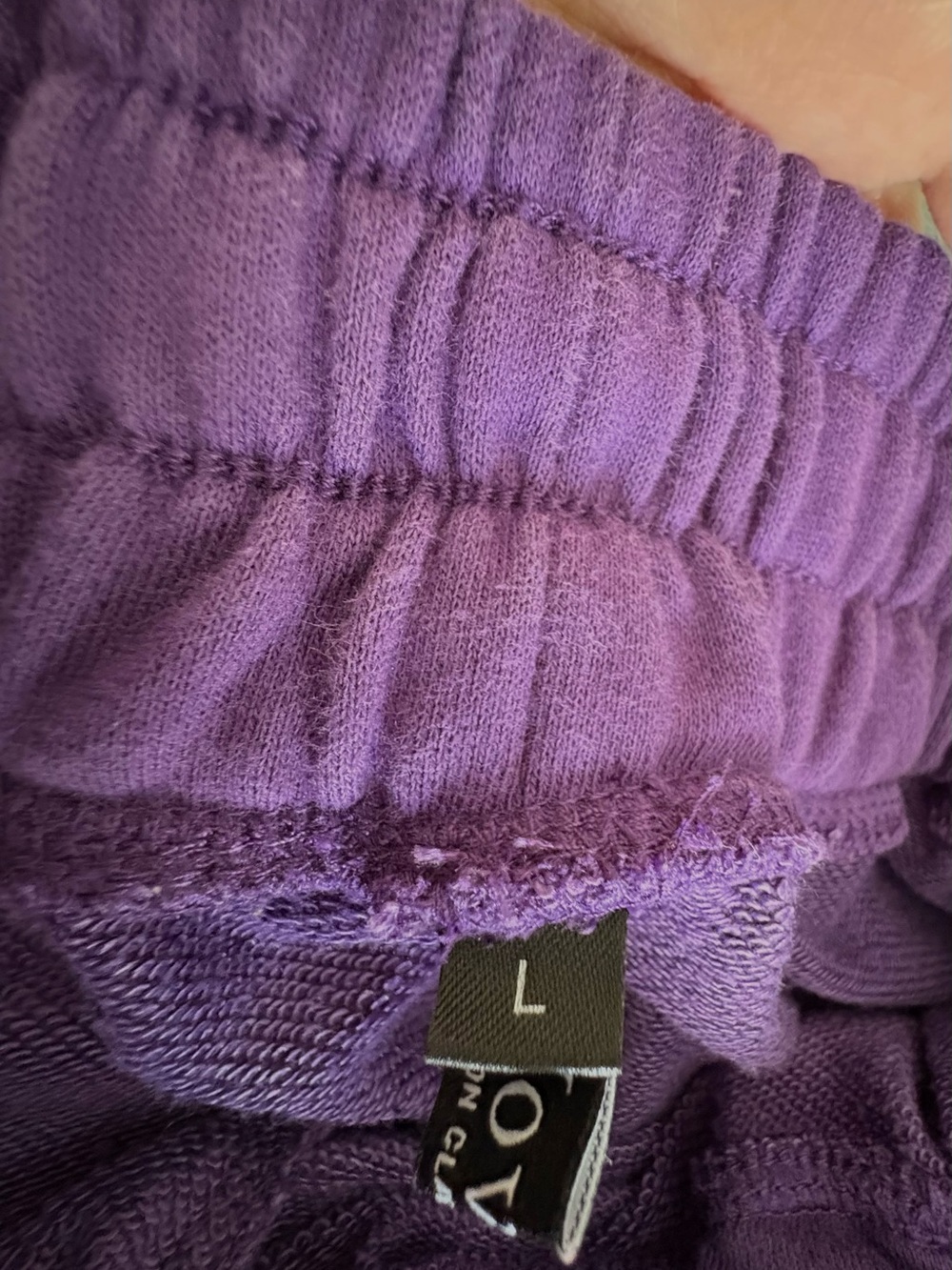 Yovela Purple Jogger Sweatpants Size L Elastic Waist Cuffed Ankle - Picture 2 of 9